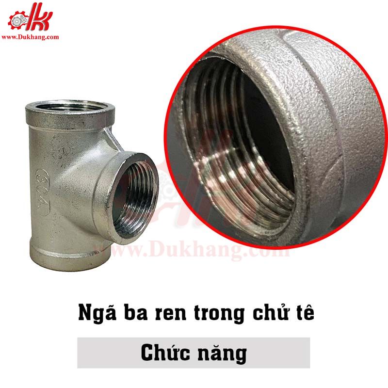Tê ren trong inox 304 - Ngã ba ren trong