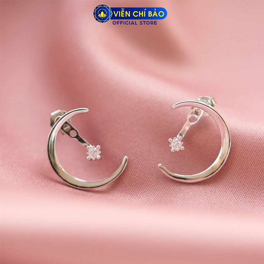 Bông tai bạc nữ hình mặt trăng chất liệu bạc S925 thời trang phụ kiện trang sức nữ thương hiệu Viễn Chí Bảo B400707