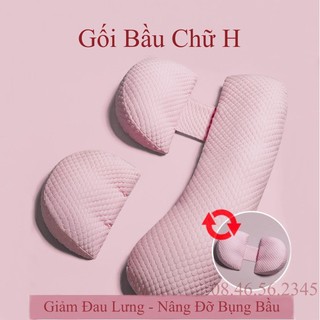 Gối Ôm Bầu Chữ H Đa Năng, Kê Bụng Bầu, Đỡ Lưng, Tích Hợp Gối Bầu Cánh Tiên Cao Cấp