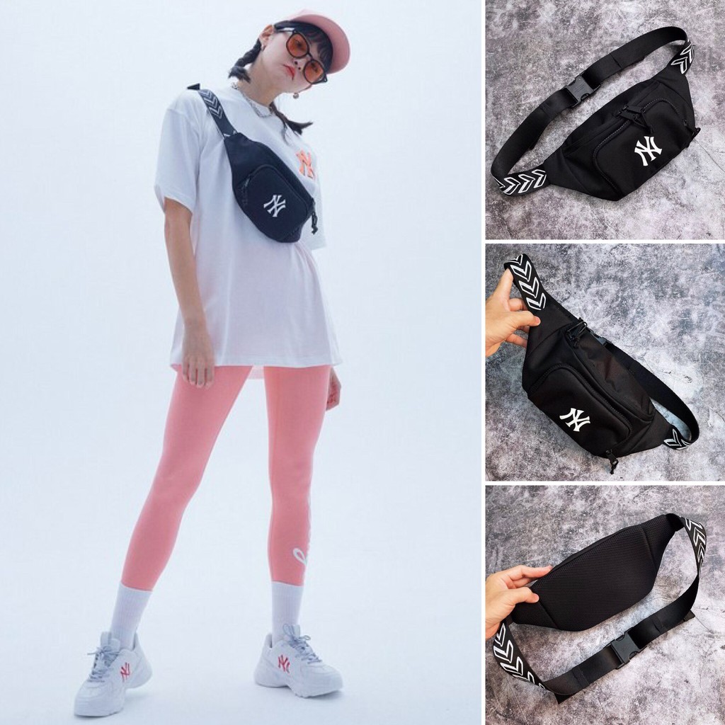 ⚡️ Túi bao tử , túi đeo chéo M.L.B NY Seamball Waist Bag - Black HÀNG  XUẤT DƯ FULL TEM TAG