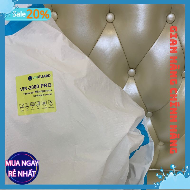 Bộ Quần Áo Bảo Hộ Y Tế VinGuard Vin-2000 Pro Có Viền Xanh Hàng Cao Cấp