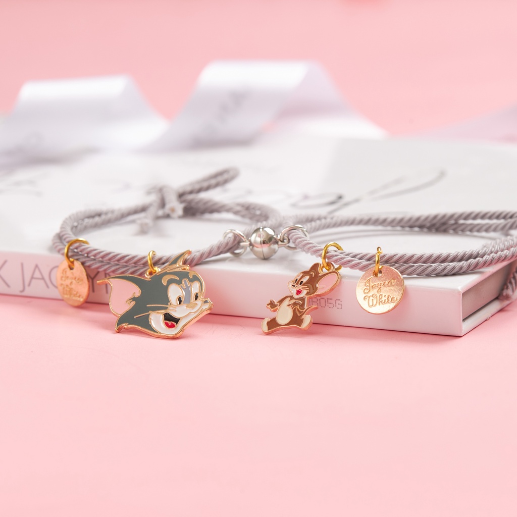 Vòng tay cặp đôi nam nữ CDE Charm TOM and JERRY dây dù cao cấp không thấm nước