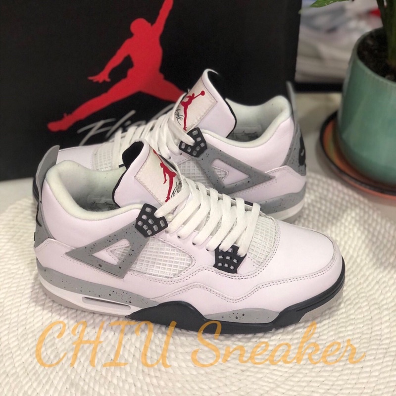 Giày Sneaker nam nữ air Jordan 4 retro “ White cement “ phiên bản cao cấp giày thể thao nam nữ Jd4