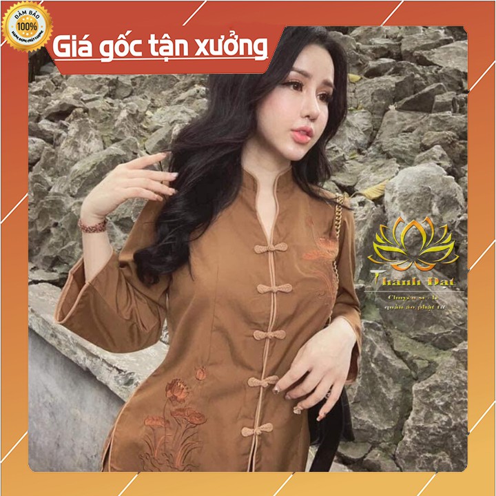 Bộ Quần Áo Đi Chùa, Quần Áo Phật Tử Cổ Tàu Đồng Thêu Sen Chất Kate Mịn Đẹp Ko Bai Ko Xù Thấm Hút Mồ Hôi Mặc Thoải Mái | BigBuy360 - bigbuy360.vn