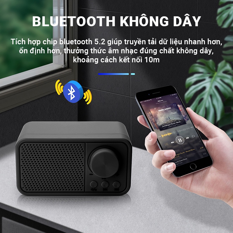 Loa bluetooth mini âm bass mạnh Cát Thái T-19FM công suất 5W dung lượng pin 1200mAh kết nối bluetooth không dây tiện lợi