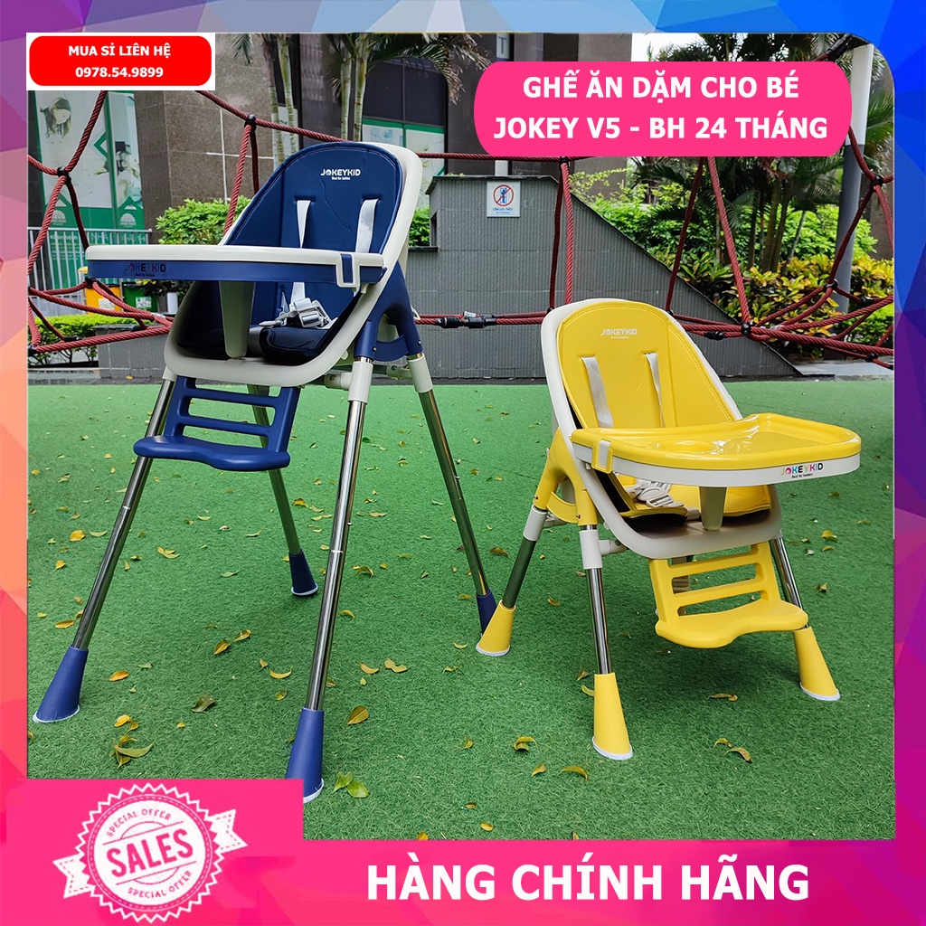 Ghế ăn dặm cho bé cao cấp Jokey V5 điều chỉnh độ cao tặng kèm đệm lót - Bảo Hành 24 tháng