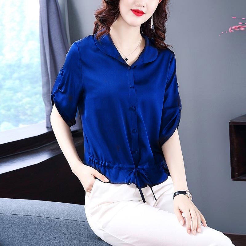 Áo Sơ Mi Chiffon Tay Ngắn Dáng Rộng Phong Cách Hàn Quốc Thời Trang Mùa Hè Cho Nữ Mới