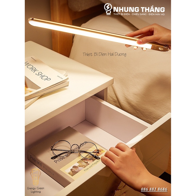 Đèn Led Dán Tủ Cảm Biến Thân Nhôm Cao Cấp WH-L01-GY - 24-40cm - 3 Chế Độ Ánh Sáng -Tăng Giảm Ánh Sáng-Pin Sạc Tích Điện