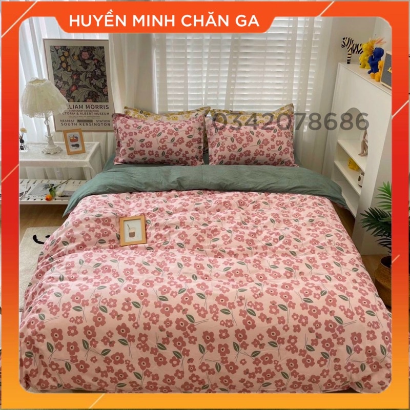 BỘ CHĂN GA GỐI Hoa Nhí Hồng - Bộ Chăn Ga Gối 5 Món Nhập Khẩu Cao Cấp