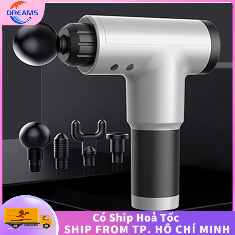 Máy massage cầm tay 4 đầu 6 chế độ Fascia Gun- súng massage trị nhức mỏi vai gáy, đau giãn cơ，trị đau nhức mỏi toàn thân