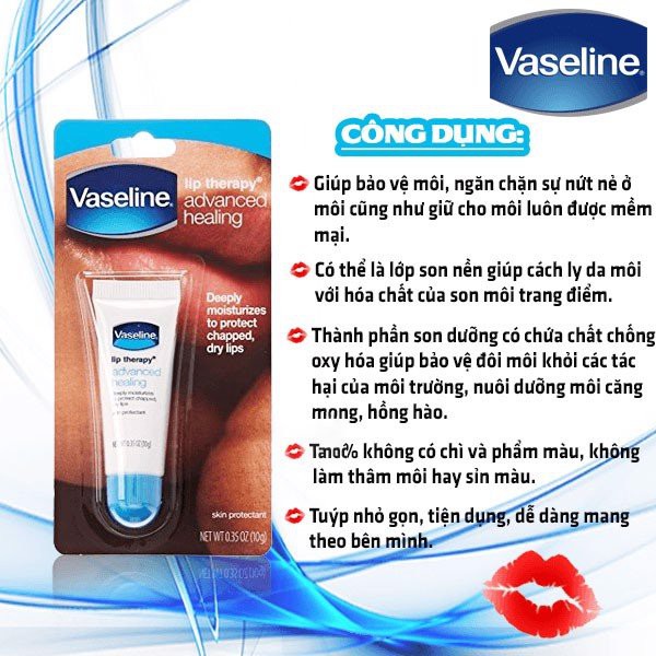 Sáp Son Dưỡng Môi Vaseline USA Mang Lại Làn Môi Mềm Mọng Tức Thì 7g