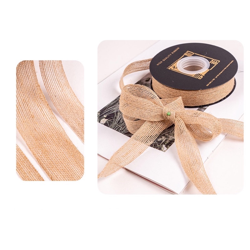 Dây Ruy Băng Gai Xương Cá, Ruy Băng Dây Thừng Làm Handmade Trang Trí Quà, Buộc Hoa Bản 2,5cm-15