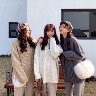 ORDER Áo len vặn thừng & quần culottes dạ 3 màu