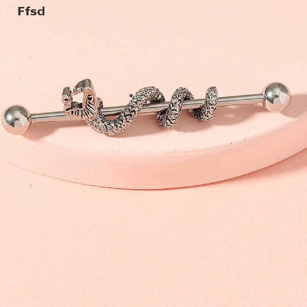 {Ffsd} Khuyên Xỏ Sụn Tai Hình Rắn Rồng Công Nghiệp Cuộn Dây 14G Bán Chạy