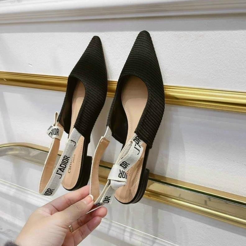 Giầy bệt Dior mũi nhọn kiểu hở gót cao cấp )