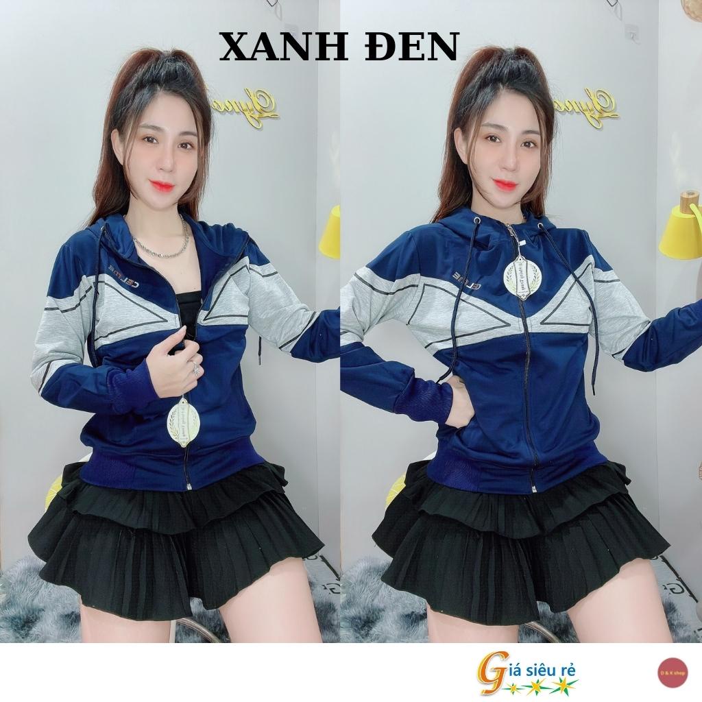 Áo khoác nữ dây kéo form rộng 5 túi phối chéo ngực chất cotton 2 lớp có nón mũ bigsize chống nắng cao cấp free size