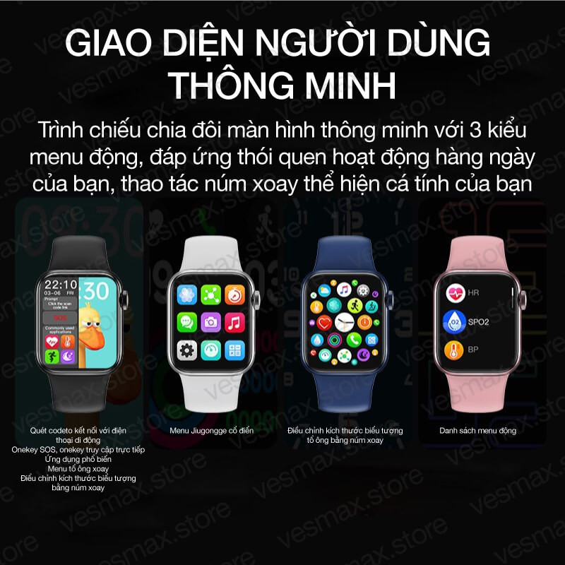 HW12 đồng hồ thông minh Seri 6 nghe gọi, đổi hình nền, núm xoay thông minh