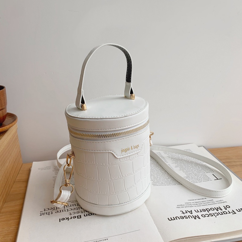 Túi Xách Đeo Vai Hình Trụ Màu Tương Phản Phong Cách Hàn Quốc Thời Trang Cho Nữ