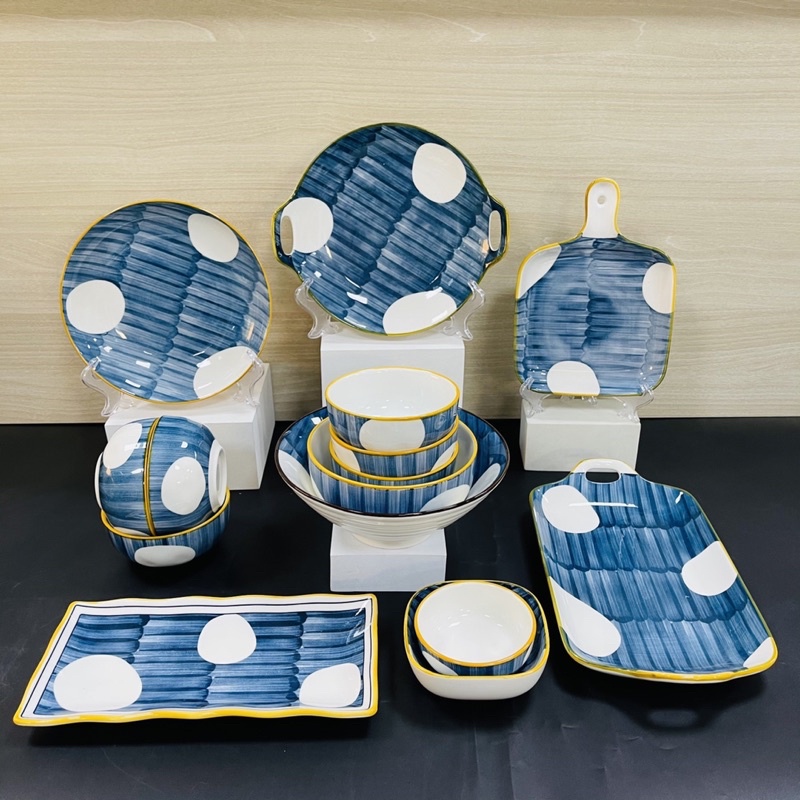 Đĩa Sứ Dài Hình Chữ Nhật Đựng Thức Ăn Sushi Hoạ Tiết Phong Cách Kiểu Nhật Decor Bàn Ăn Dĩa Sứ Ăn Cơm