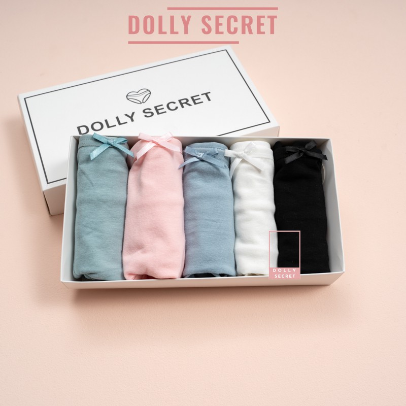 Quần lót nữ cotton trơn cao cấp kháng khuẩn đính nơ màu pastel học sinh dễ thương DOLLY-SECRET QL008 | WebRaoVat - webraovat.net.vn