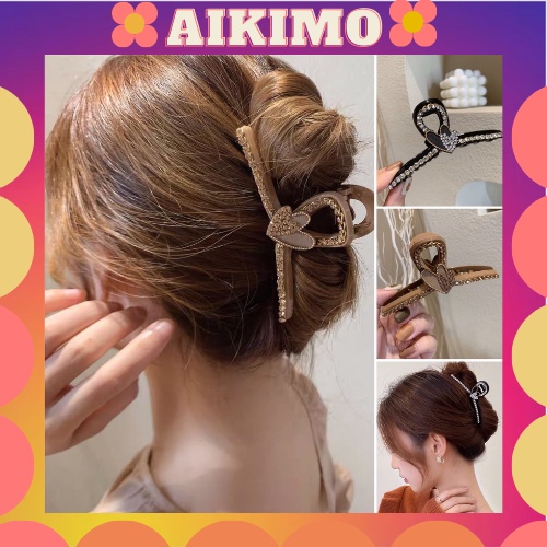 Kẹp tóc Hàn Quốc đính đá cặp tóc càng cua cho nữ hình trái tim xinh xắn sang chảnh hottrend thời trang Aikimo KN8