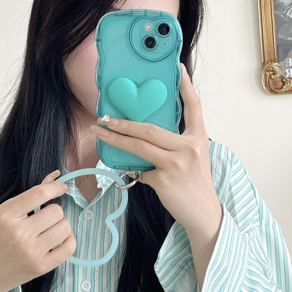 Ốp Điện Thoại Họa Tiết Trái Tim 3D Thời Trang Chống Sốc Có Nhẫn Đỡ Cho Iphone