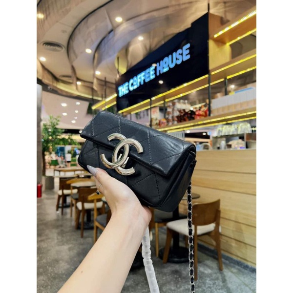 Túi Cha-nel logo bạc newww