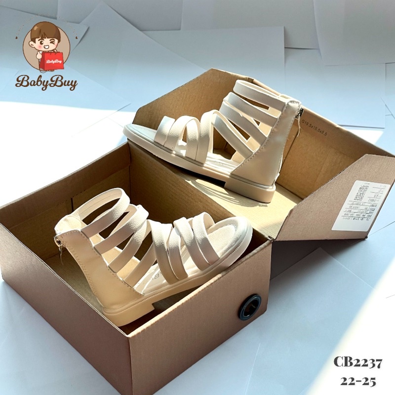 SANDAL CHIẾN BINH  CHO BÉ GÁI , DÉP SANDAL CAO CỔ BÉ GÁI MÀU TRẮNG KEM CHẤT DA MỀM ĐẸP