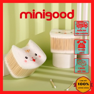Hộp tăm bông ráy tai tre hình mèo 500 cây MINIGOOD