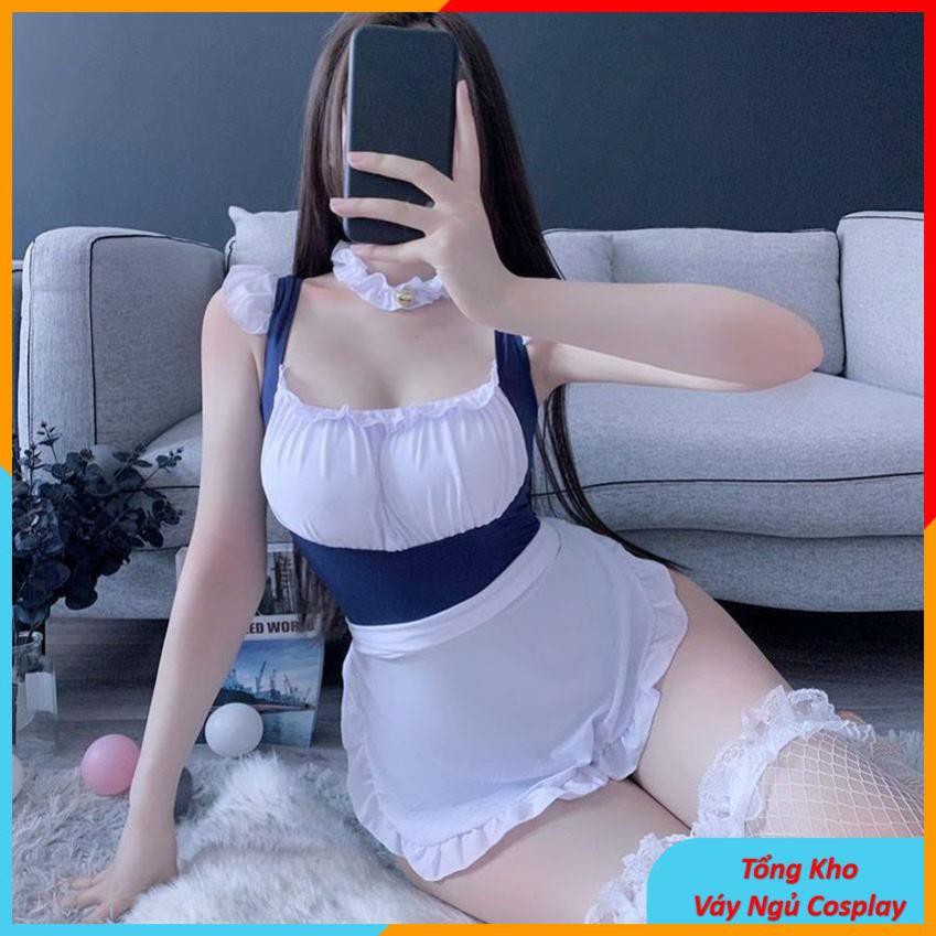 Bộ Đồ Ngủ Cosplay Hầu Gái Có Mút Ngực - HÀNG CAO CẤP - HGBD XANH - Bodysuit Sexy Cosplay Cô Giúp Việc Gợi Cảm | BigBuy360 - bigbuy360.vn