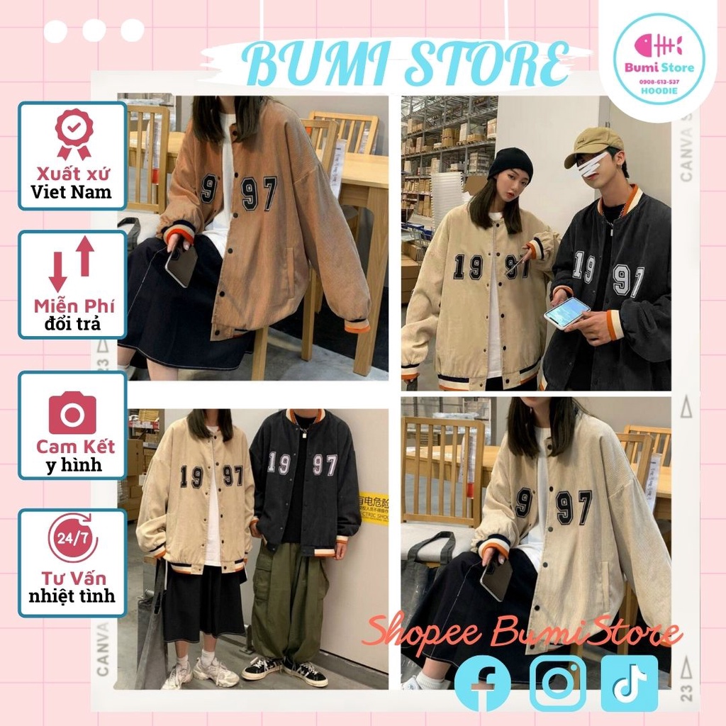 ẢNH THẬT ÁO KHOÁC BÓNG CHÀY BOMBER UNISEX NAM NỮ THỂ THAO CHẤT NHUNG CAO CẤP [ BUMI STORE ]