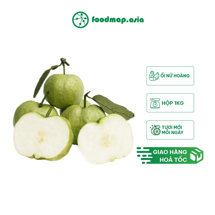 Ổi Nữ Hoàng Giòn Ngọt, Giàu VitaminC - 1Kg - FoodMap Fruits [TẶNG GÓI MUỐI ỚT HANABERO 7Gr]