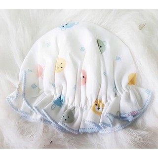 Mũ vải cotton NHÚN BÈO cho bé gái từ 0-6 tháng. Nón sơ sinh cho bé