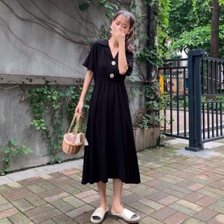 {Thanh lý 3xl}Váy cổ V đính cúc dọc 2 cúc