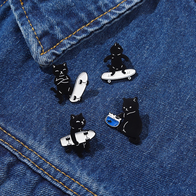 Ghim Cài Áo Hình Chú Mèo Đen Đáng Yêu