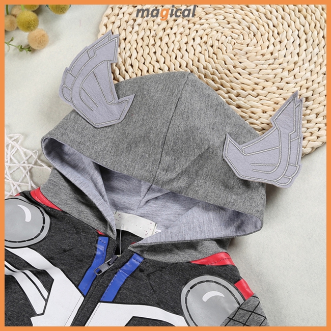 Áo khoác hoodie khóa kéo tay dài in hình siêu anh hùng hoạt hình cho bé trai