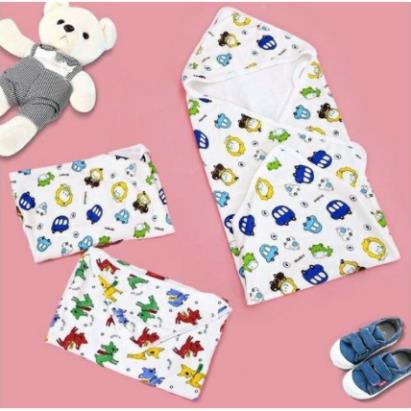 Chăn ủ nỉ bông có mũ mềm mại ấm áp cho bé