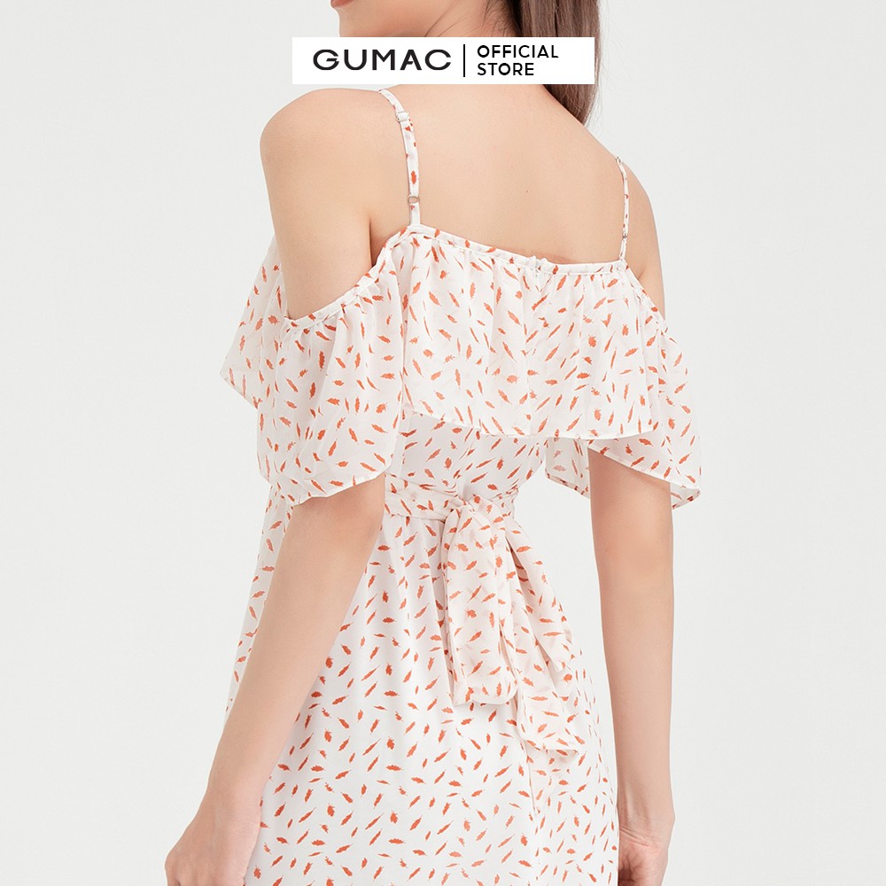 [Mã MABR07062 giảm 8% tối đa 50K đơn từ 249K] Đầm hoa nhí nữ trễ vai GUMAC thiết kế tiểu thư DB494 | BigBuy360 - bigbuy360.vn