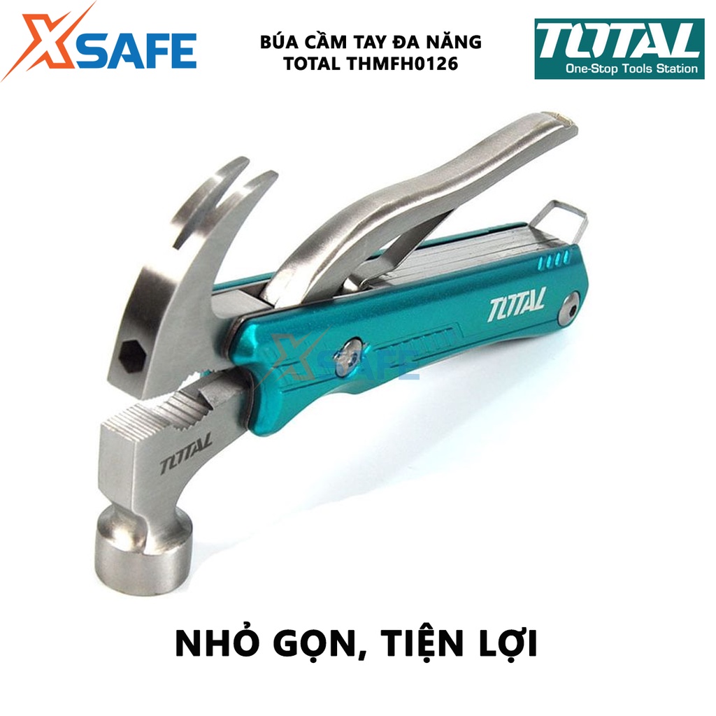 Búa đa năng cầm tay TOTAL THMFH0126 Búa đóng nhổ đinh, kẹp, cắt, bấm khóa cứng, thép Cr-V siêu bền cứng, chống rỉ sét