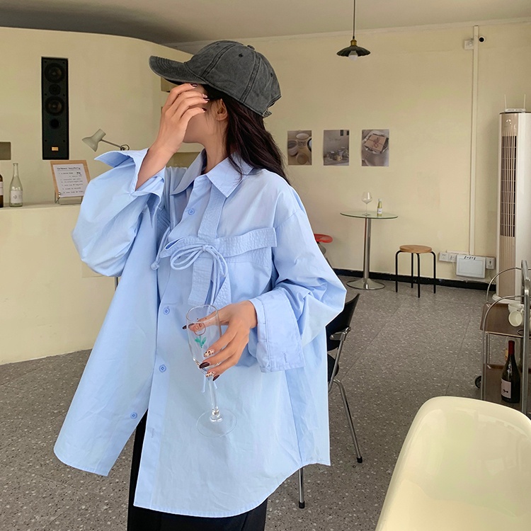 Áo Sơ Mi Nữ Tay Dài Màu Sắc Đơn Giản Thời Trang Hàn Quốc