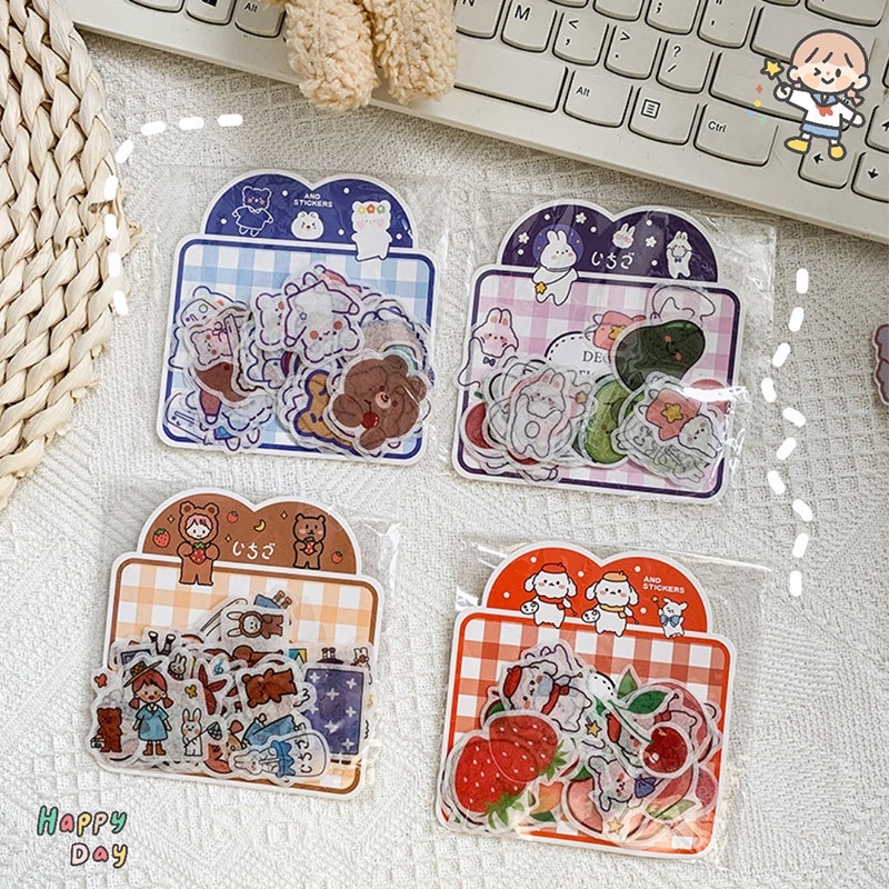 Gói 40 miếng sticker cute trang trí bình nước , đồ dùng học tập , hình dán dễ thương Nago Store