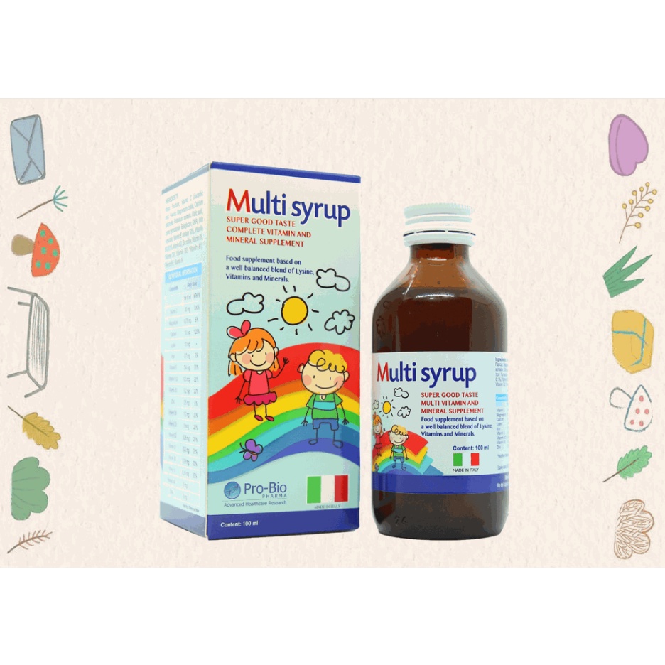 Multi Syrup Chai 100ml – Siro Bổ Sung Vitamin Và Khoáng Chất Thiết Yếu Cho Trẻ Biếng Ăn, Suy Dinh Dưỡng, Thấp Còi