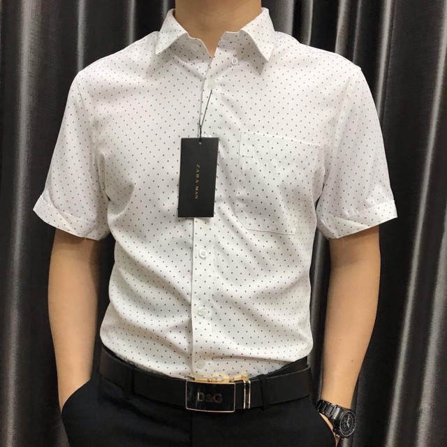 Sơ mi nam chấm bi cộc tay