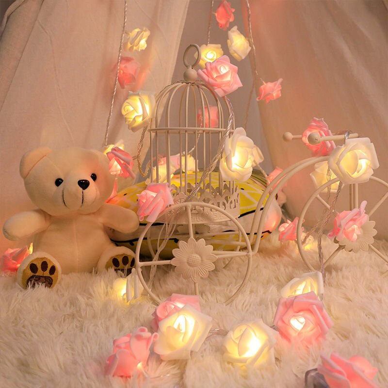 Dây Đèn LED 20 Bóng Hình Hoa Hồng Trang Trí Lãng Mạn