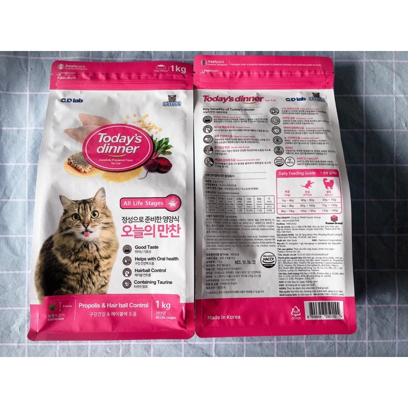 Hạt Cho Mèo Today Dinner Túi 1kg Nguyên Seal - Hạt Today's Dinner | Tpetshop