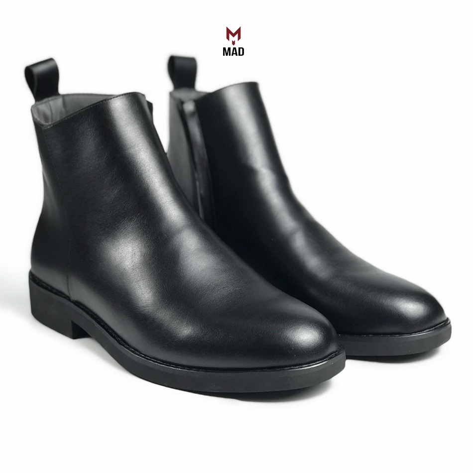 Giày Chelsea Zip Boots MAD Shoes black cao cổ da bò nhập khẩu cao cấp chính hãng công sở nam