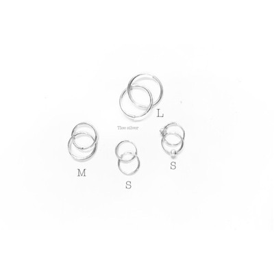 Khuyên tai bạc nữ TLEE tròn trơn bạc chốt cài cá tính TLEE JEWELRY B0284