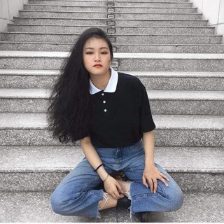 Polo basic unisex - thun cổ phối màu ( ảnh thật )