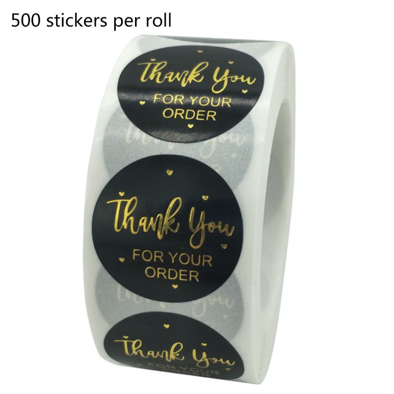 Set 500 miếng dán chữ Thank You for Your Order dùng để trang trí túi bánh
