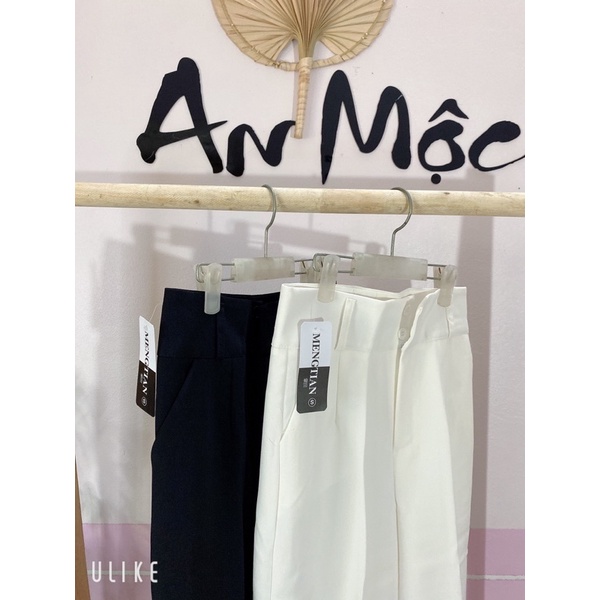 [AN MỘC] Quần Culotes sống suông lưng cao phối 2 khuy eo from dài 1m cho nữ